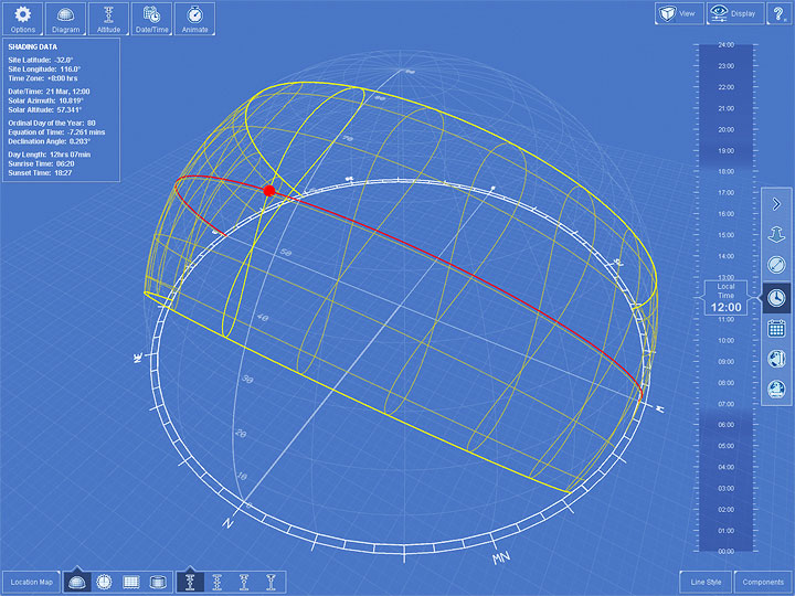 Screenshot of Sun-Path Projection app