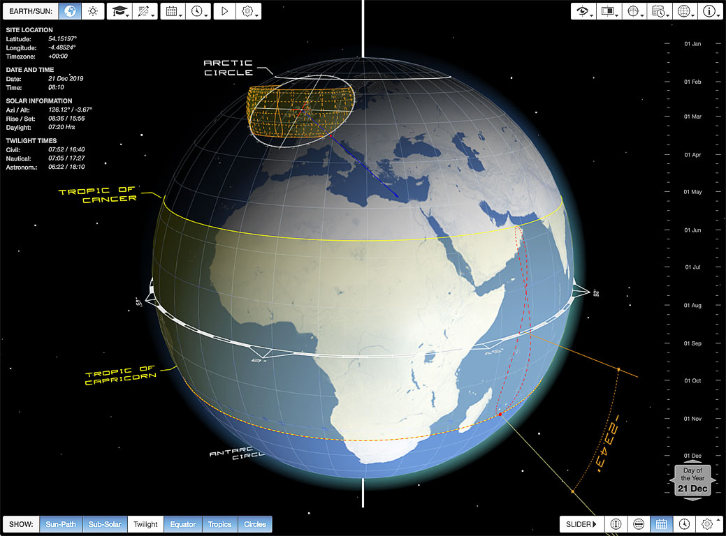 Screenshot of Earth/Sun app